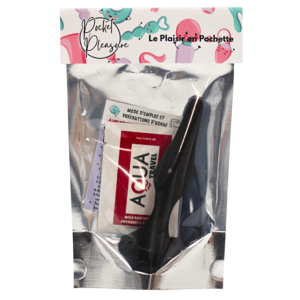 Plug Anal Noir en Silicone avec Ventouse Taille M 11,3 cm Pocket Pleasure + 1 dosette de lubrifiant